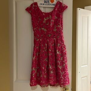 Magenta sheer floral dress